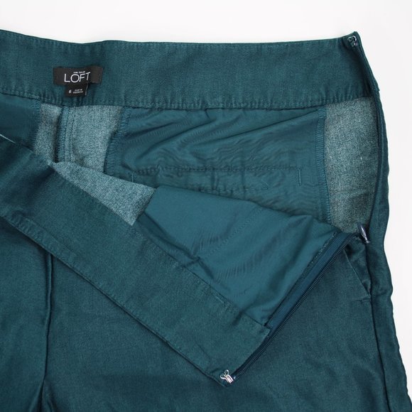 Ann Taylor Loft Women's Size 32 Waist Wide Leg Cropped Pants Teal Colorblock EUC - Picture 3 of 6